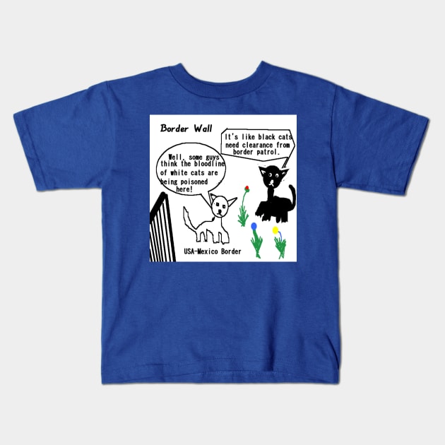 Border Wall illustration (Blue Background) Kids T-Shirt by 2triadstore